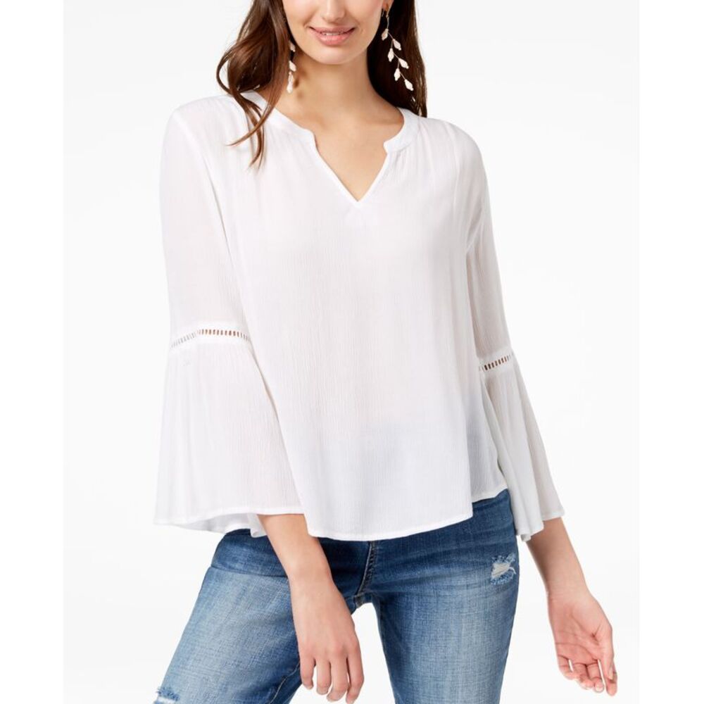 INC International Concepts Ladder Trim Bell Sleeve Top